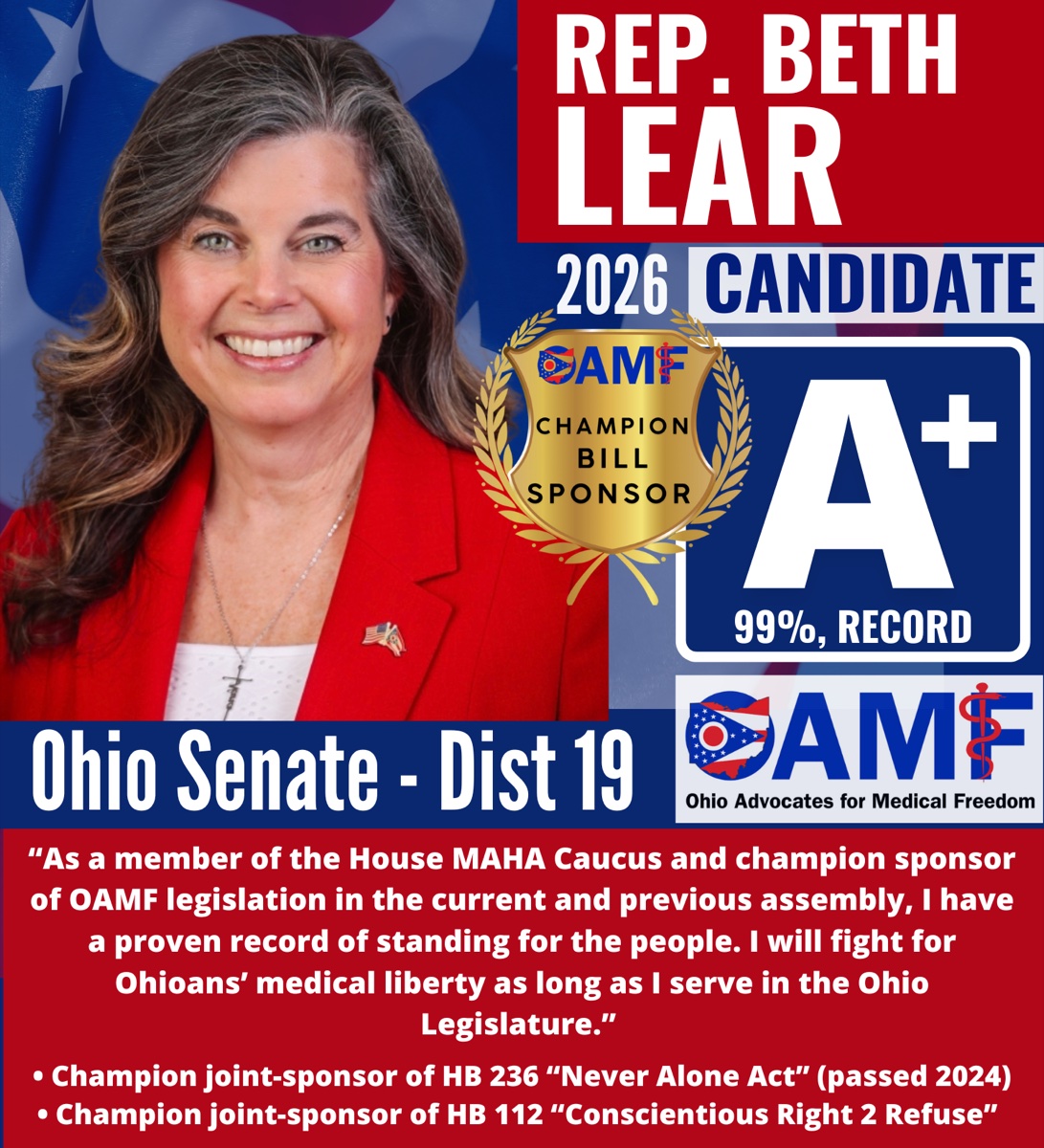 Rep. Beth Lear — Ohio Senate District 19, 2026 candidate. OAMF Champion Bill Sponsor, A+, 99% record.