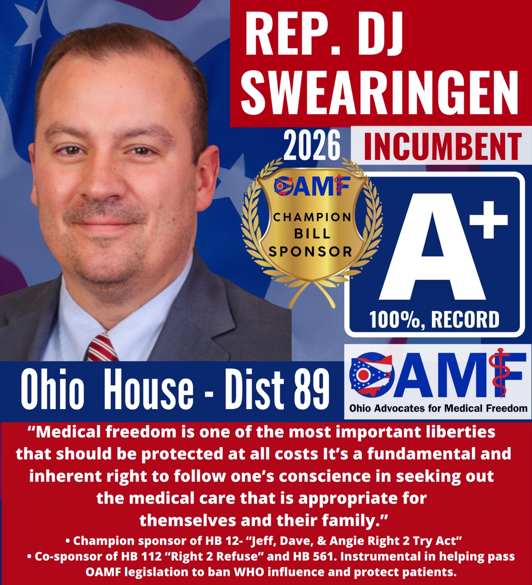 Rep. DJ Swearingen — Ohio House District 89, 2026 incumbent. OAMF Champion Bill Sponsor, A+, 100% record.