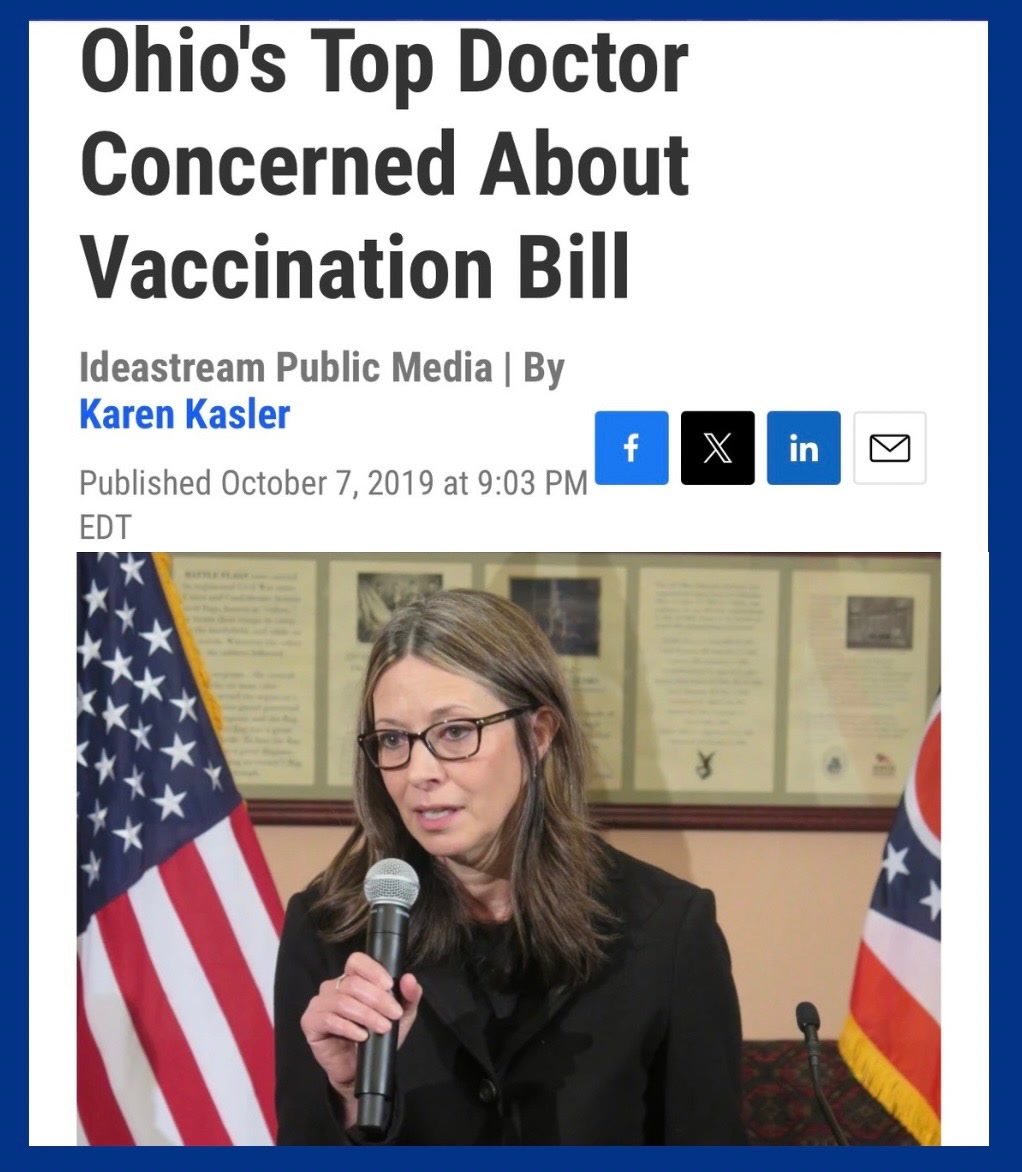 Ideastream Public Media, October 7, 2019: Ohio’s Top Doctor Concerned About Vaccination Bill, by Karen Kasler.